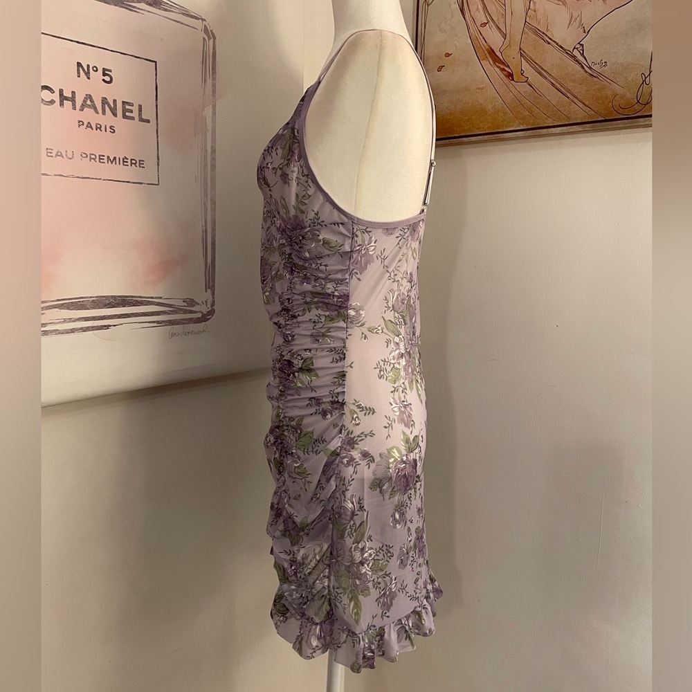 Sheer Sleep Lingerie Dress in Purple Floral Print - Picture 11 of 13
